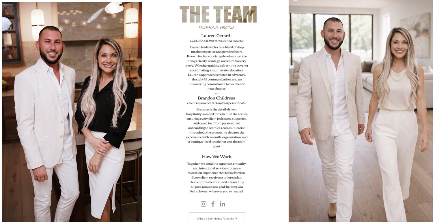 Lauren Gerardi team page design